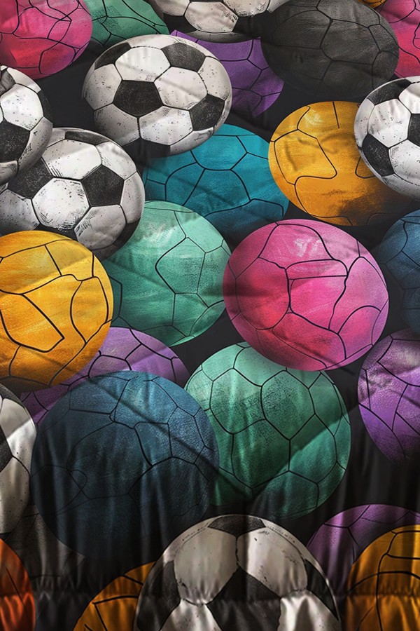 Renkli Toplar Futbol Desenli Erkek Çocuk Tek Kişilik Kapitoneli Yorgan Yastık Kılıflı Renkli Toplar Futbol Desenli Erkek Çocuk Tek Kişilik Kapitoneli Yorgan Yastık Kılıflı
