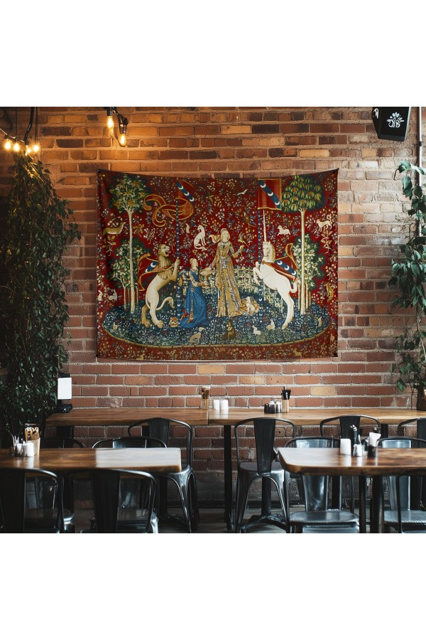 Ortaçağ Unicorn Fransız Desenli Duvar Örtüsü Duvar Halısı Tapestry Ortaçağ Unicorn Fransız Desenli Duvar Örtüsü Duvar Halısı Tapestry
