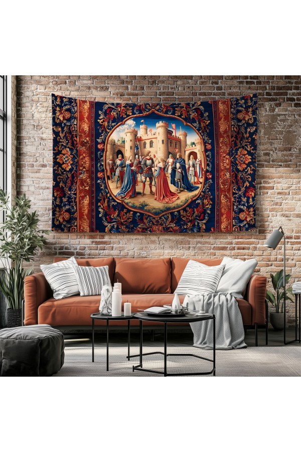 Ortaçağ Unicorn Fransız Desenli Duvar Örtüsü Duvar Halısı Tapestry Ortaçağ Unicorn Fransız Desenli Duvar Örtüsü Duvar Halısı Tapestry