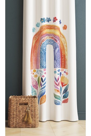 Boho Gökkuşağı Sulu boya Desenli Kız Çocuk Odası Fon Perde 140x260cm Boho Gökkuşağı Sulu boya Desenli Kız Çocuk Odası Fon Perde 140x260cm