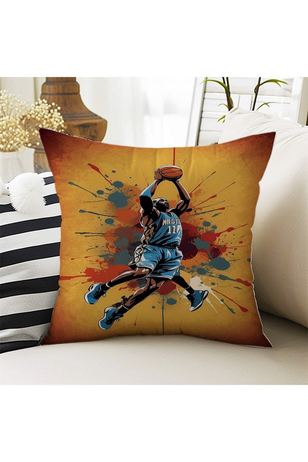 Basketbol Oyuncu Desenli Erkek ÇocukDekoratif Çift Taraflı Kırlent Kılıfı 43x43cm Basketbol Oyuncu Desenli Erkek ÇocukDekoratif Çift Taraflı Kırlent Kılıfı 43x43cm