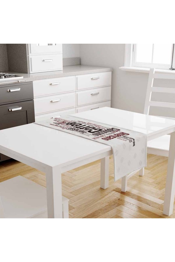 Kahve Yazılar Renkli Desenli Dijital Baskılı Leke Tutmaz Dertsiz Dekoratif Runner Örtüsü 40x140cm Kahve Yazılar Renkli Desenli Dijital Baskılı Leke Tutmaz Dertsiz Dekoratif Runner Örtüsü 40x140cm