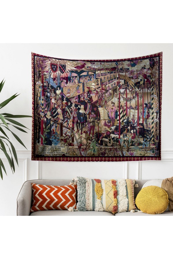 Hippi Renkli Çiçekler Desenli Duvar Örtüsü Duvar Halısı Tapestry