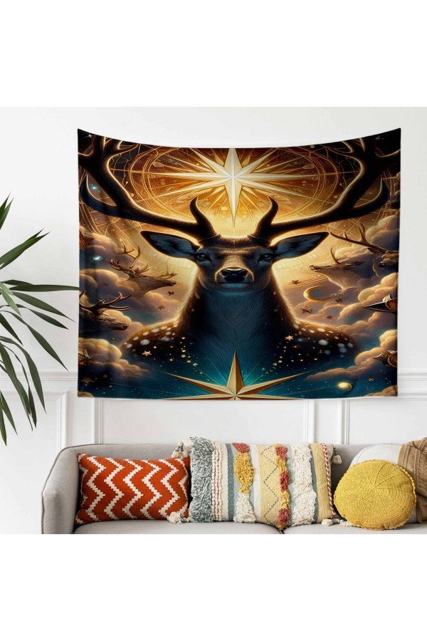 Fransız Vintage Orman Kale Desenli Duvar Örtüsü Duvar Halısı Tapestry