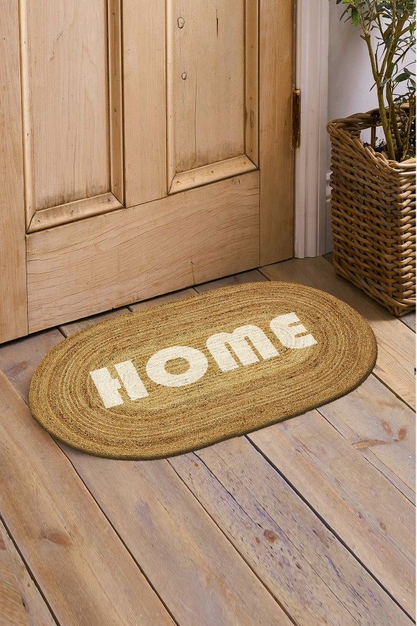 Else Dekor Home Yazılı Çift Taraflı El Örgüsü Jüt Oval İç ve Dış Kapı Önü Paspası Else Dekor Home Yazılı Çift Taraflı El Örgüsü Jüt Oval İç ve Dış Kapı Önü Paspası