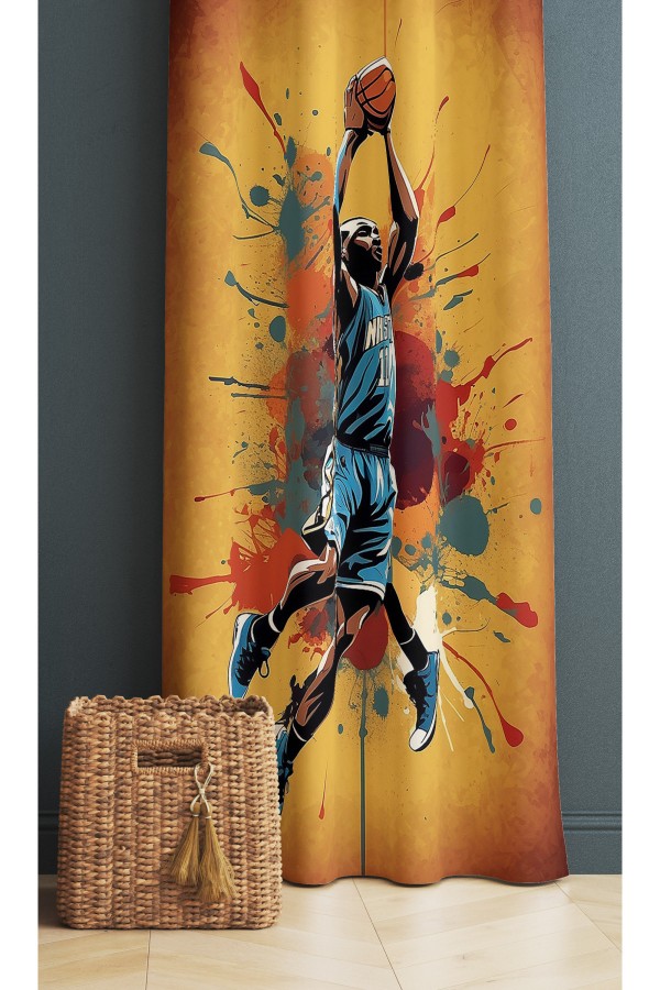 Basketbol Oyuncu Desenli Erkek Çocuk Odası Fon Perde 140x260cm Basketbol Oyuncu Desenli Erkek Çocuk Odası Fon Perde 140x260cm