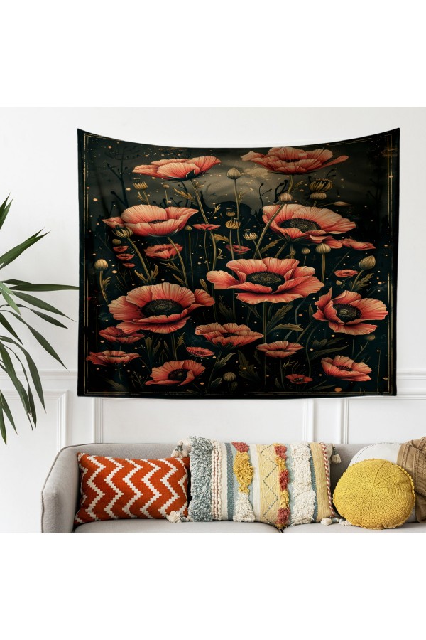 Hippi Barış Desenli Duvar Örtüsü Duvar Halısı Tapestry