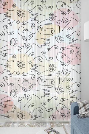 Else Minimalist Yüz Desenli Modern Tek Kanat Tül Perde 140x260 Else Minimalist Yüz Desenli Modern Tek Kanat Tül Perde 140x260