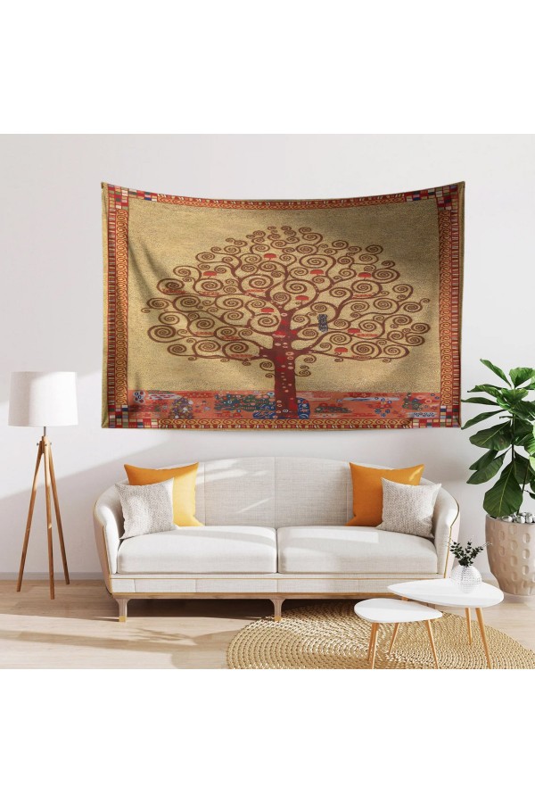 Gustav Klimt Yaşam Ağacı Desenli Duvar Örtüsü Duvar Halısı Tapestry Gustav Klimt Yaşam Ağacı Desenli Duvar Örtüsü Duvar Halısı Tapestry