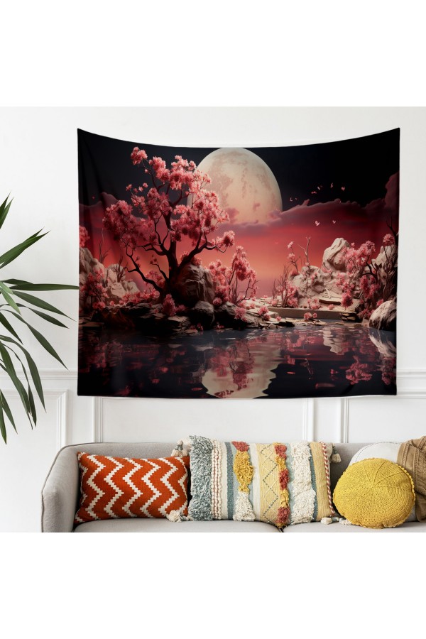 Orman Ağaçlar Manzara Desenli Duvar Örtüsü Duvar Halısı Tapestry Orman Ağaçlar Manzara Desenli Duvar Örtüsü Duvar Halısı Tapestry