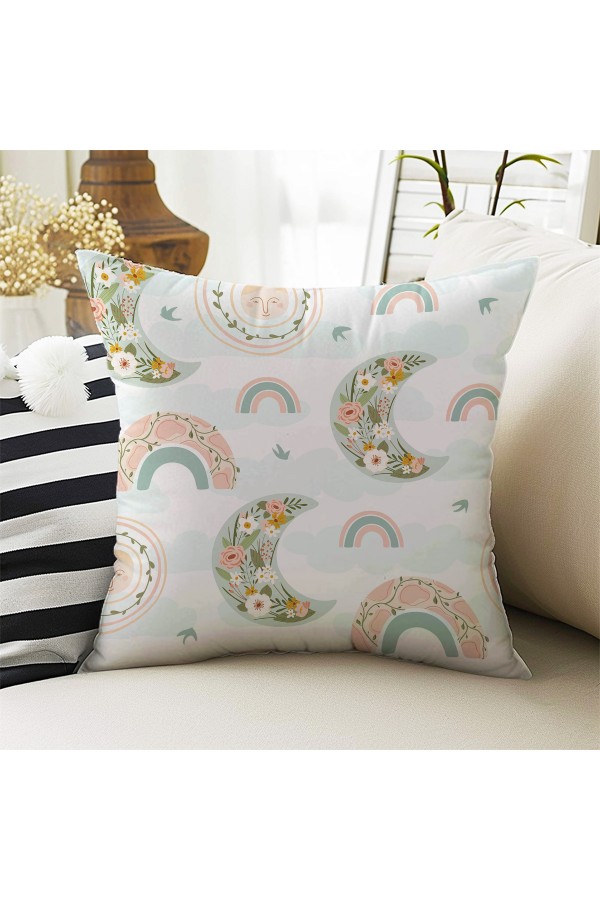 Boho Gökkuşağı Desenli Kız ÇocukDekoratif Çift Taraflı Kırlent Kılıfı 43x43cm Boho Gökkuşağı Desenli Kız ÇocukDekoratif Çift Taraflı Kırlent Kılıfı 43x43cm