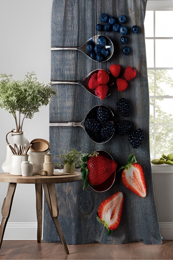 Meyve Kaşıkları Desenli Djital Baskılı Yemek Odası Mutfak Fon Perde 140x260cm Meyve Kaşıkları Desenli Djital Baskılı Yemek Odası Mutfak Fon Perde 140x260cm