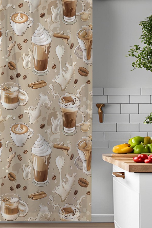 Kahve Bardakları Desenli Djital Baskılı Yemek Odası Mutfak Fon Perde 140x260cm Kahve Bardakları Desenli Djital Baskılı Yemek Odası Mutfak Fon Perde 140x260cm