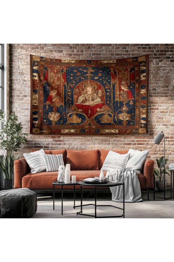 Ortaçağ Bahçe Fransız Desenli Duvar Örtüsü Duvar Halısı Tapestry Ortaçağ Bahçe Fransız Desenli Duvar Örtüsü Duvar Halısı Tapestry