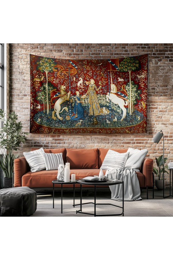 Ortaçağ Unicorn Fransız Desenli Duvar Örtüsü Duvar Halısı Tapestry Ortaçağ Unicorn Fransız Desenli Duvar Örtüsü Duvar Halısı Tapestry
