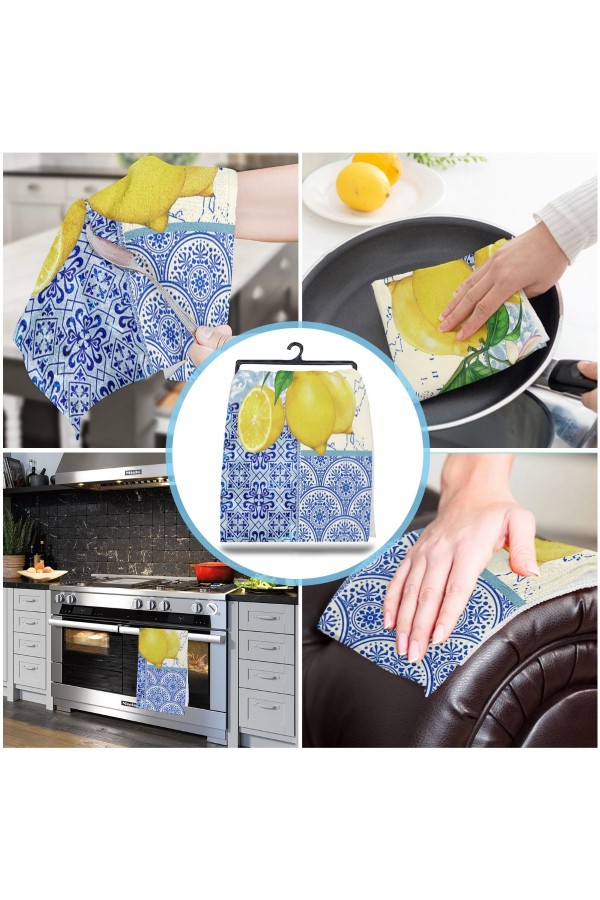 Else Dekor Mavi Sarı Limon Desenli Mikrofiber Mutfak Havlusu Kurulama Bezi Su Emici El Yüz Havlusu Else Dekor Mavi Sarı Limon Desenli Mikrofiber Mutfak Havlusu Kurulama Bezi Su Emici El Yüz Havlusu