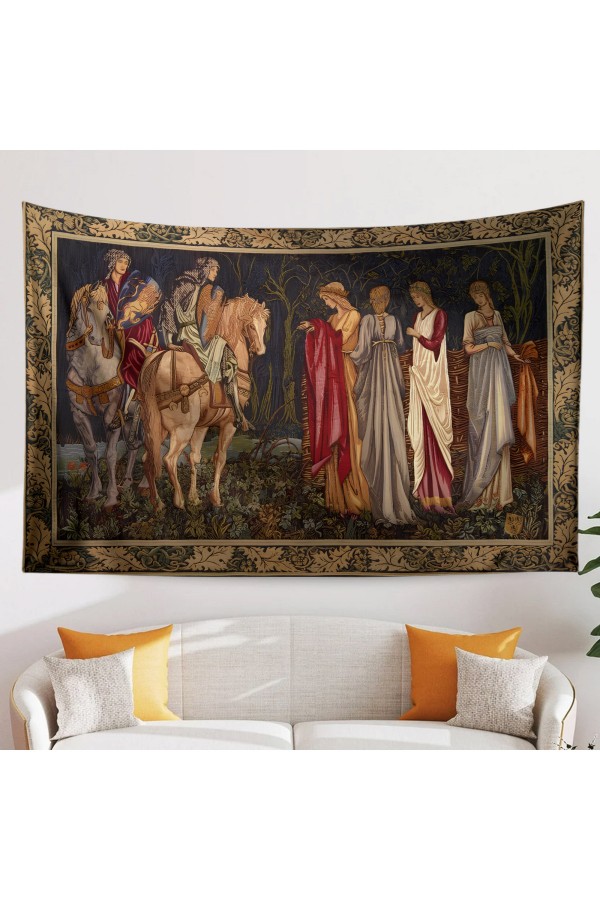 Ortaçağ Rönesans Fransız Desenli Duvar Örtüsü Duvar Halısı Tapestry Ortaçağ Rönesans Fransız Desenli Duvar Örtüsü Duvar Halısı Tapestry