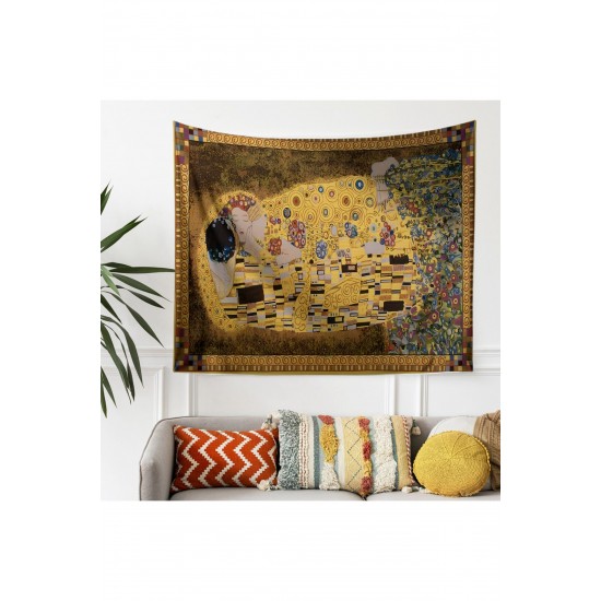 Gustav Klimt Kiss Öpücük Desenli Duvar Örtüsü Duvar Halısı Tapestry