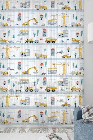 İş Makineleri İnşaat Desenli Erkek Çocuk Odası Tül Perde 140x260cm İş Makineleri İnşaat Desenli Erkek Çocuk Odası Tül Perde 140x260cm