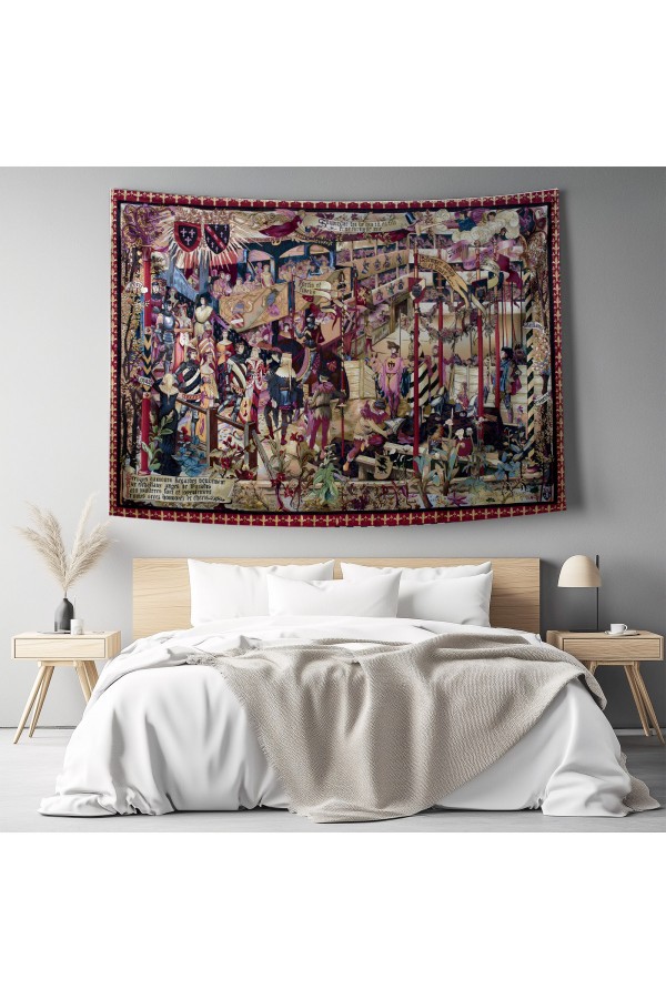Hippi Renkli Çiçekler Desenli Duvar Örtüsü Duvar Halısı Tapestry