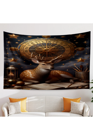 Astroloji Geyik Hayvan Desenli Duvar Örtüsü Duvar Halısı Tapestry Astroloji Geyik Hayvan Desenli Duvar Örtüsü Duvar Halısı Tapestry