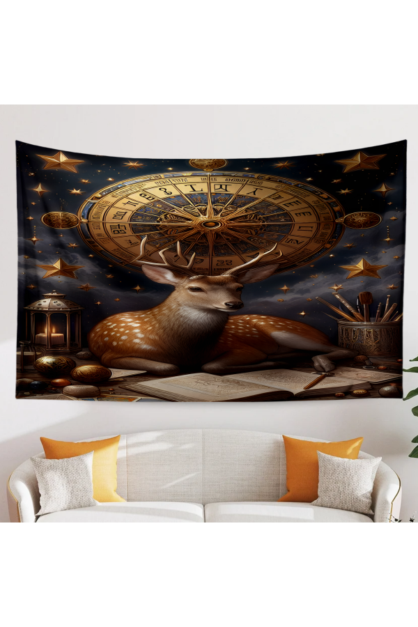 Astroloji Geyik Hayvan Desenli Duvar Örtüsü Duvar Halısı Tapestry Astroloji Geyik Hayvan Desenli Duvar Örtüsü Duvar Halısı Tapestry
