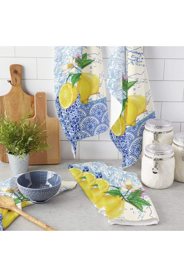 Else Dekor Mavi Sarı Limon Desenli Mikrofiber Mutfak Havlusu Kurulama Bezi Su Emici El Yüz Havlusu Else Dekor Mavi Sarı Limon Desenli Mikrofiber Mutfak Havlusu Kurulama Bezi Su Emici El Yüz Havlusu