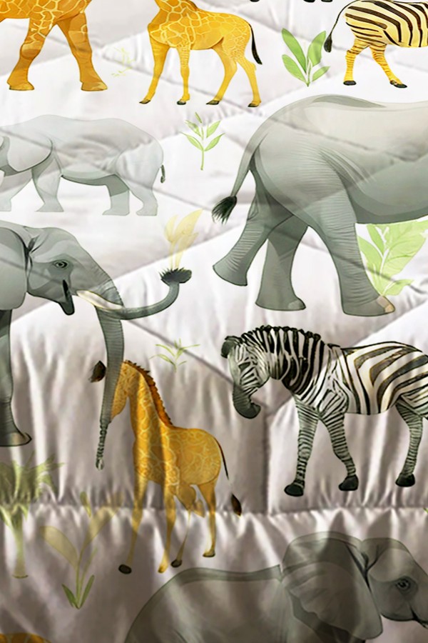 Safari Afrika Hayvanları Desenli Erkek Çocuk Tek Kişilik Kapitoneli Yorgan Yastık Kılıflı Safari Afrika Hayvanları Desenli Erkek Çocuk Tek Kişilik Kapitoneli Yorgan Yastık Kılıflı
