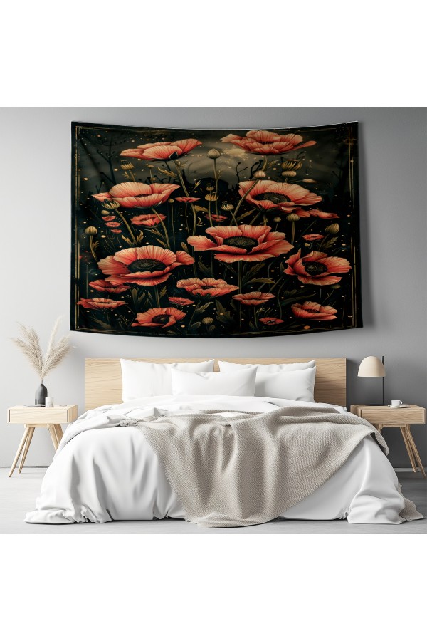 Hippi Barış Desenli Duvar Örtüsü Duvar Halısı Tapestry