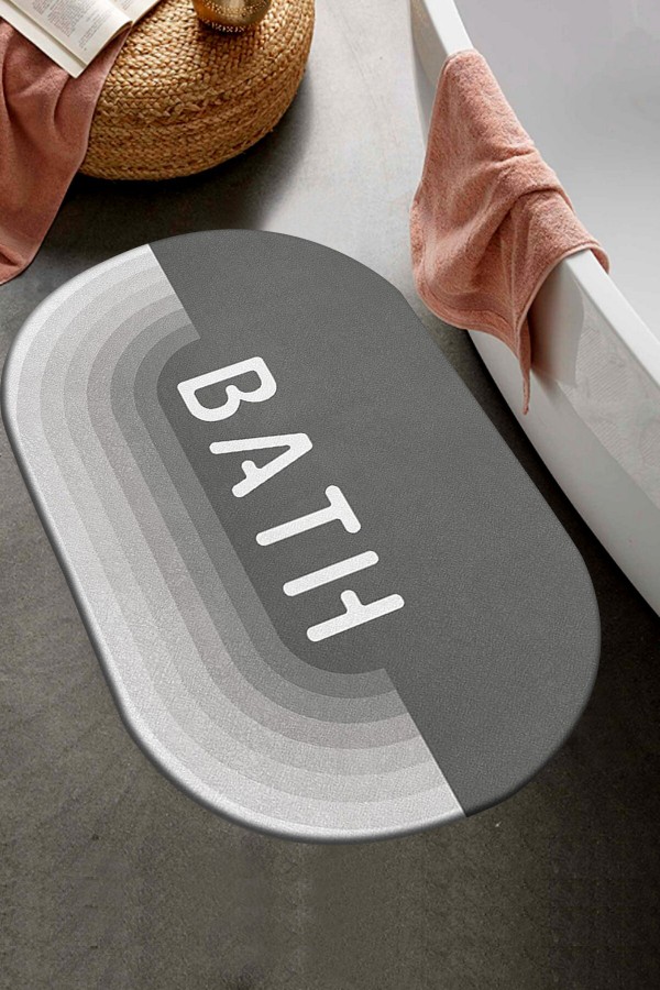 Else Dekor Gri Beyaz Bath Desenli Duş Önü Banyo Halısı Paspas Klozet Tek Parça Oval Else Dekor Gri Beyaz Bath Desenli Duş Önü Banyo Halısı Paspas Klozet Tek Parça Oval