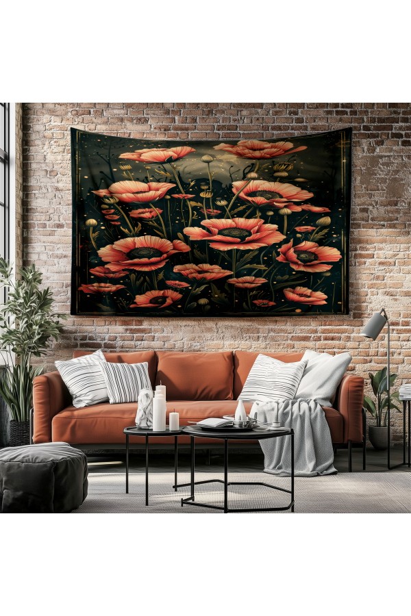 Hippi Barış Desenli Duvar Örtüsü Duvar Halısı Tapestry