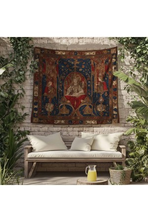 Ortaçağ Rönesans Fransız Desenli Duvar Örtüsü Duvar Halısı Tapestry Ortaçağ Rönesans Fransız Desenli Duvar Örtüsü Duvar Halısı Tapestry