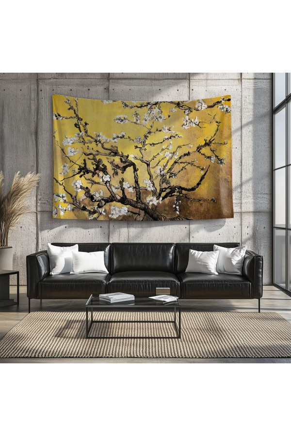 Van Gogh Sarı Zemin Badem Ağacı Desenli Duvar Örtüsü Duvar Halısı Tapestry Van Gogh Sarı Zemin Badem Ağacı Desenli Duvar Örtüsü Duvar Halısı Tapestry