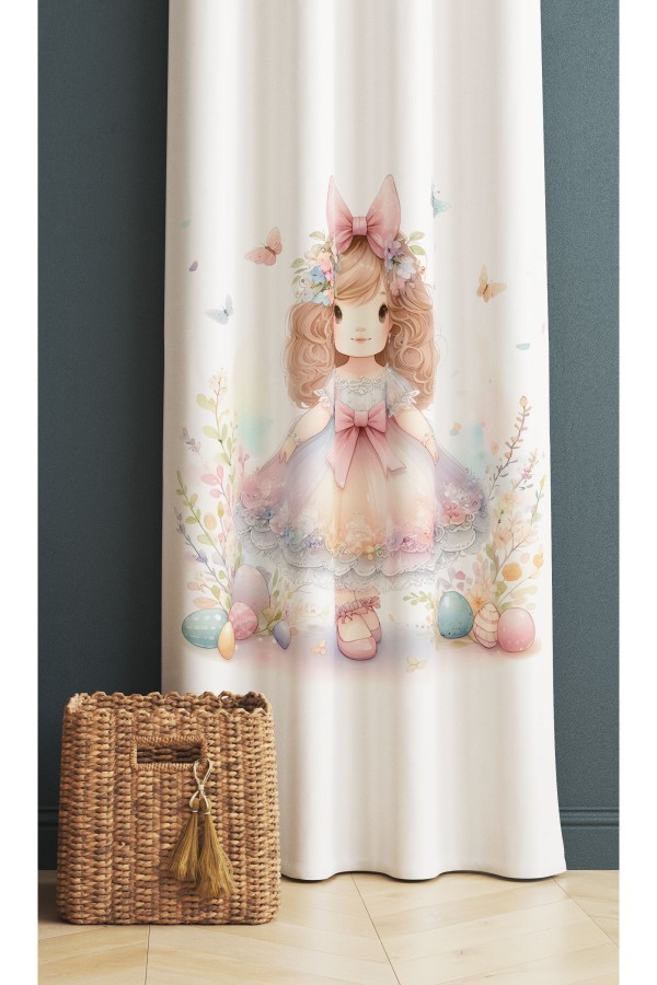 Minik Prenses Desenli Kız Çocuk Odası Fon Perde 140x260cm