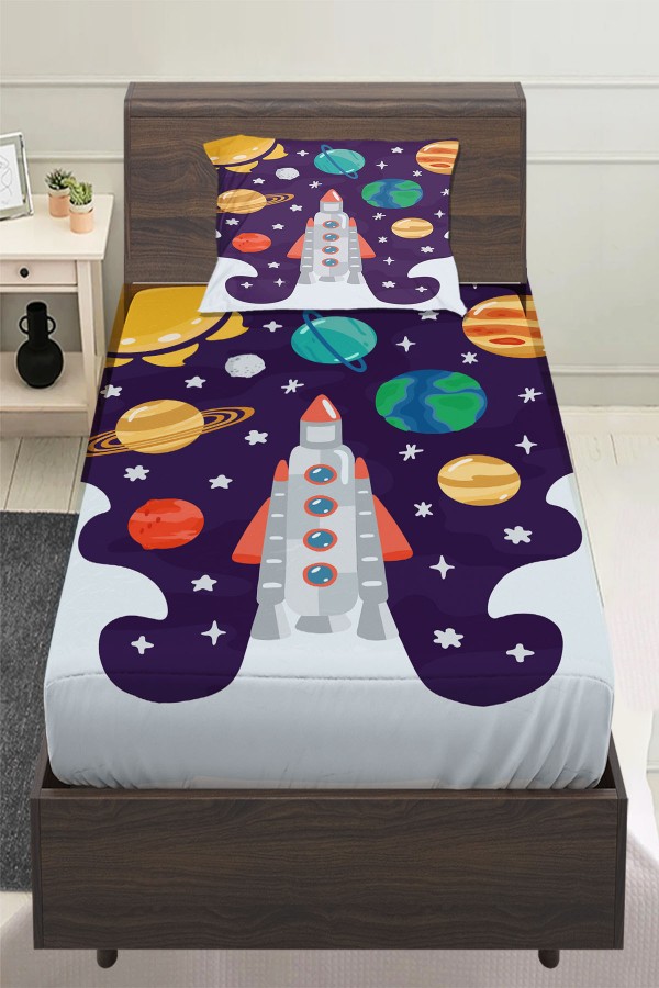 Uzay Gemisi Gezegenler Desenli Çocuk Tek Kişilik Yastıklı Lastikli Çarşaf Takımı 100x200cm Uzay Gemisi Gezegenler Desenli Çocuk Tek Kişilik Yastıklı Lastikli Çarşaf Takımı 100x200cm