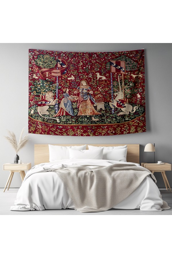 Ortaçağ Unicorn Fransız Desenli Duvar Örtüsü Duvar Halısı Tapestry Ortaçağ Unicorn Fransız Desenli Duvar Örtüsü Duvar Halısı Tapestry