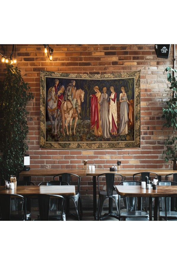 Gothic Kırmızı Çiçekler Desenli Duvar Örtüsü Duvar Halısı Tapestry