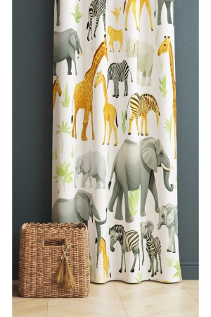 Safari Afrika Hayvanları Desenli Erkek Çocuk Odası Fon Perde 140x260cm Safari Afrika Hayvanları Desenli Erkek Çocuk Odası Fon Perde 140x260cm