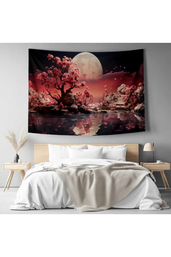 Orman Ağaçlar Manzara Desenli Duvar Örtüsü Duvar Halısı Tapestry Orman Ağaçlar Manzara Desenli Duvar Örtüsü Duvar Halısı Tapestry