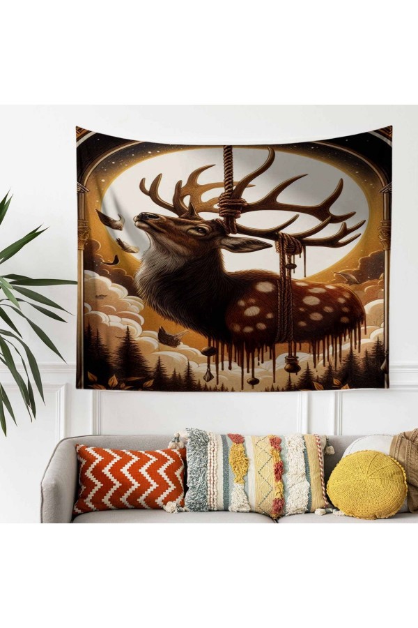 Fransız Vintage Orman Desenli Duvar Örtüsü Duvar Halısı Tapestry
