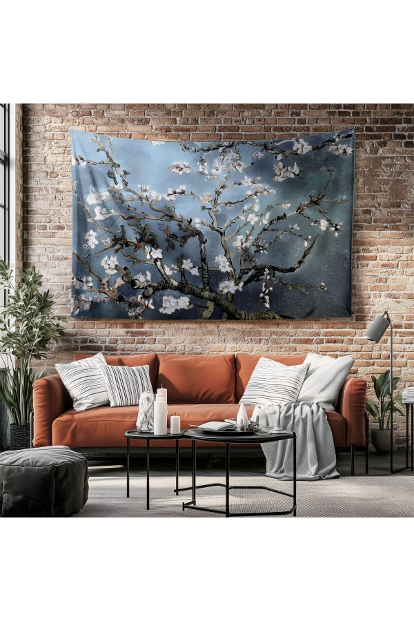 Van Gogh Mavi Zemin Badem Ağacı Desenli Duvar Örtüsü Duvar Halısı Tapestry Van Gogh Mavi Zemin Badem Ağacı Desenli Duvar Örtüsü Duvar Halısı Tapestry