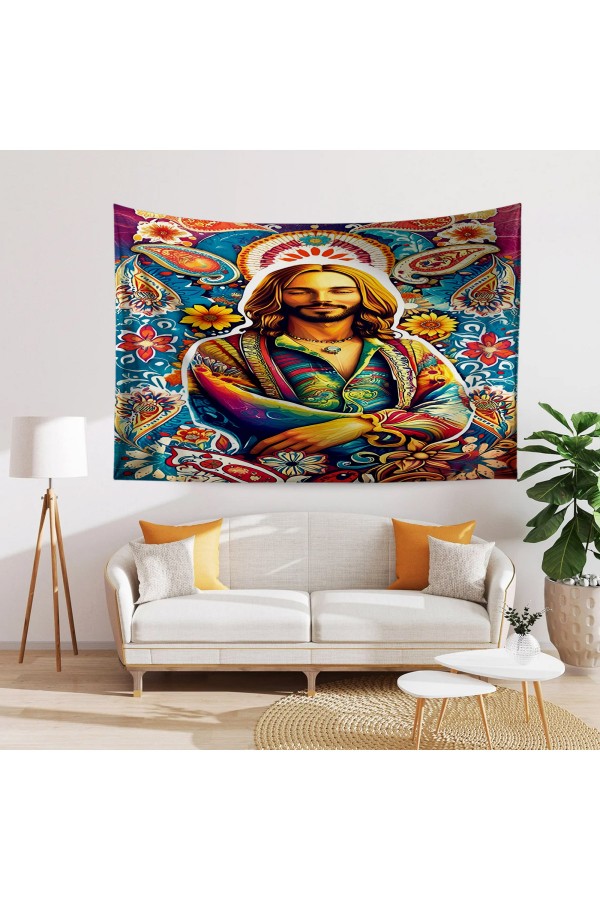 Hippi Erkek Desenli Duvar Örtüsü Duvar Halısı Tapestry