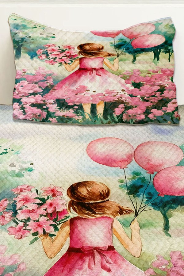 Pembe Balonlu Prenses Kız Desenli Çocuk Tek Kişilik Pike Takımı Kapitoneli Yatak Örtüsü Pembe Balonlu Prenses Kız Desenli Çocuk Tek Kişilik Pike Takımı Kapitoneli Yatak Örtüsü