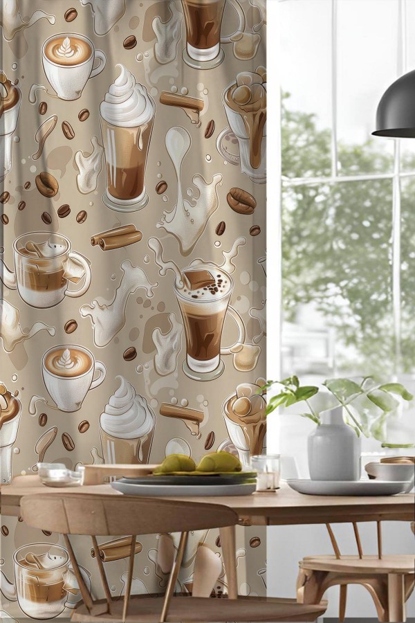 Kahve Bardakları Desenli Djital Baskılı Yemek Odası Mutfak Fon Perde 140x260cm Kahve Bardakları Desenli Djital Baskılı Yemek Odası Mutfak Fon Perde 140x260cm