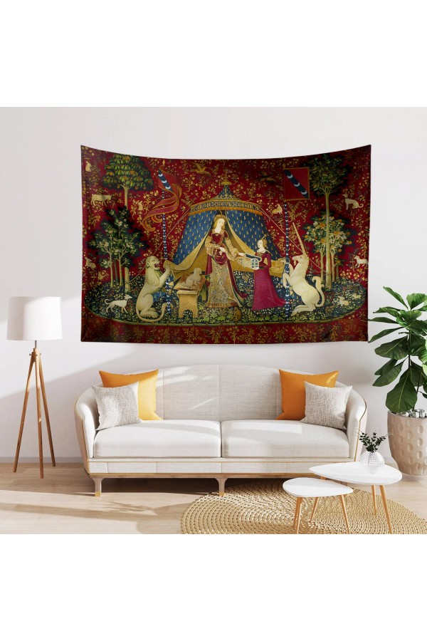 Ortaçağ Retro Fransız Desenli Duvar Örtüsü Duvar Halısı Tapestry Ortaçağ Retro Fransız Desenli Duvar Örtüsü Duvar Halısı Tapestry