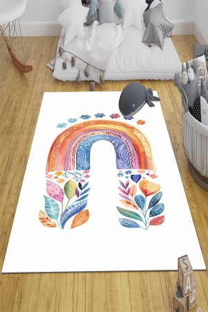 Boho Gökkuşağı Sulu boya Desenli Kız Çocuk Odası Halısı Yıkanabilir Kaymaz Taban Boho Gökkuşağı Sulu boya Desenli Kız Çocuk Odası Halısı Yıkanabilir Kaymaz Taban