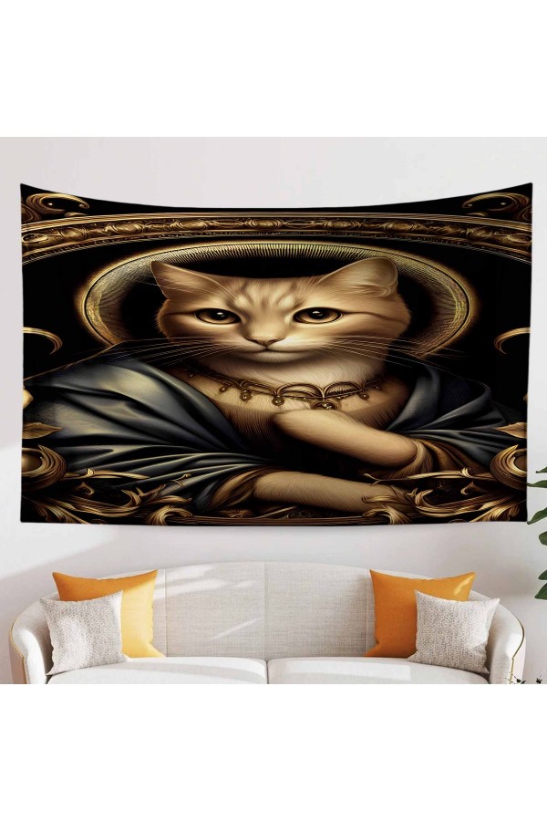 Mona Lisa Kedi Desenli Duvar Örtüsü Duvar Halısı Tapestry Mona Lisa Kedi Desenli Duvar Örtüsü Duvar Halısı Tapestry