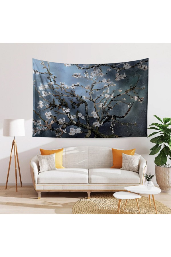Van Gogh Mavi Zemin Badem Ağacı Desenli Duvar Örtüsü Duvar Halısı Tapestry Van Gogh Mavi Zemin Badem Ağacı Desenli Duvar Örtüsü Duvar Halısı Tapestry