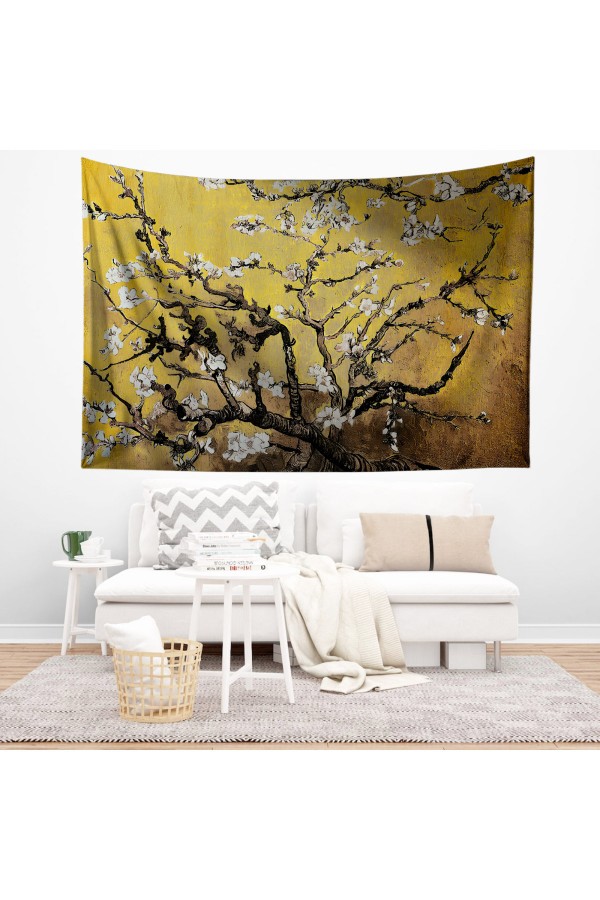 Van Gogh Sarı Zemin Badem Ağacı Desenli Duvar Örtüsü Duvar Halısı Tapestry Van Gogh Sarı Zemin Badem Ağacı Desenli Duvar Örtüsü Duvar Halısı Tapestry