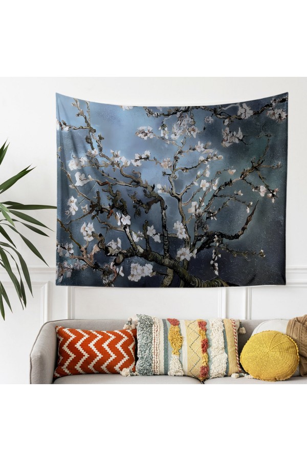 Van Gogh Mavi Zemin Badem Ağacı Desenli Duvar Örtüsü Duvar Halısı Tapestry Van Gogh Mavi Zemin Badem Ağacı Desenli Duvar Örtüsü Duvar Halısı Tapestry